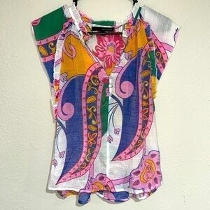 Linen Blend Paisley Blouse